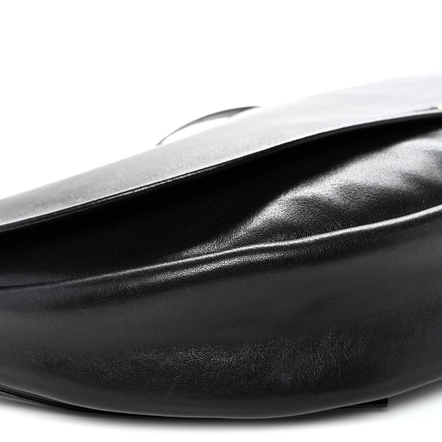Shiny Lambskin Soft Triomphe Half Moon Bag Black