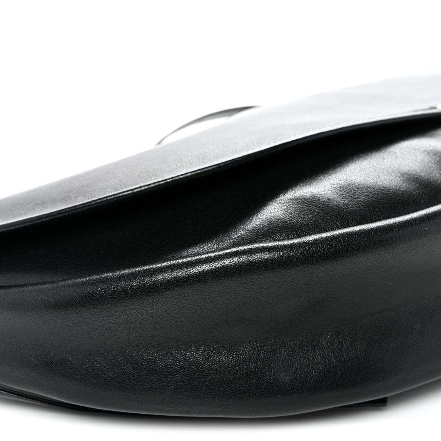 Celine Shiny Lambskin Soft Triomphe Half Moon Bag Black 8 of 9