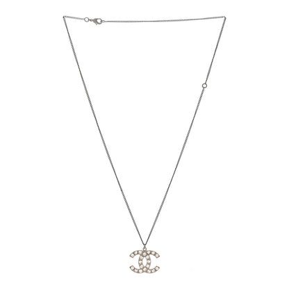 Chanel Baguette Crystal CC Necklace Silver 3 of 5