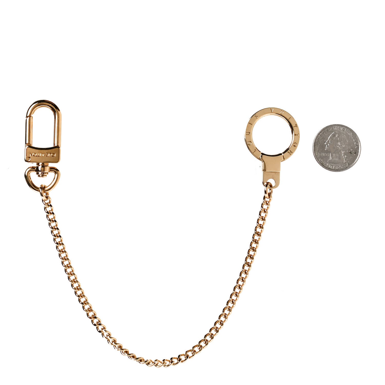 Louis Vuitton Metal Pochette Extender Key Ring Chain Gold 2 of 4