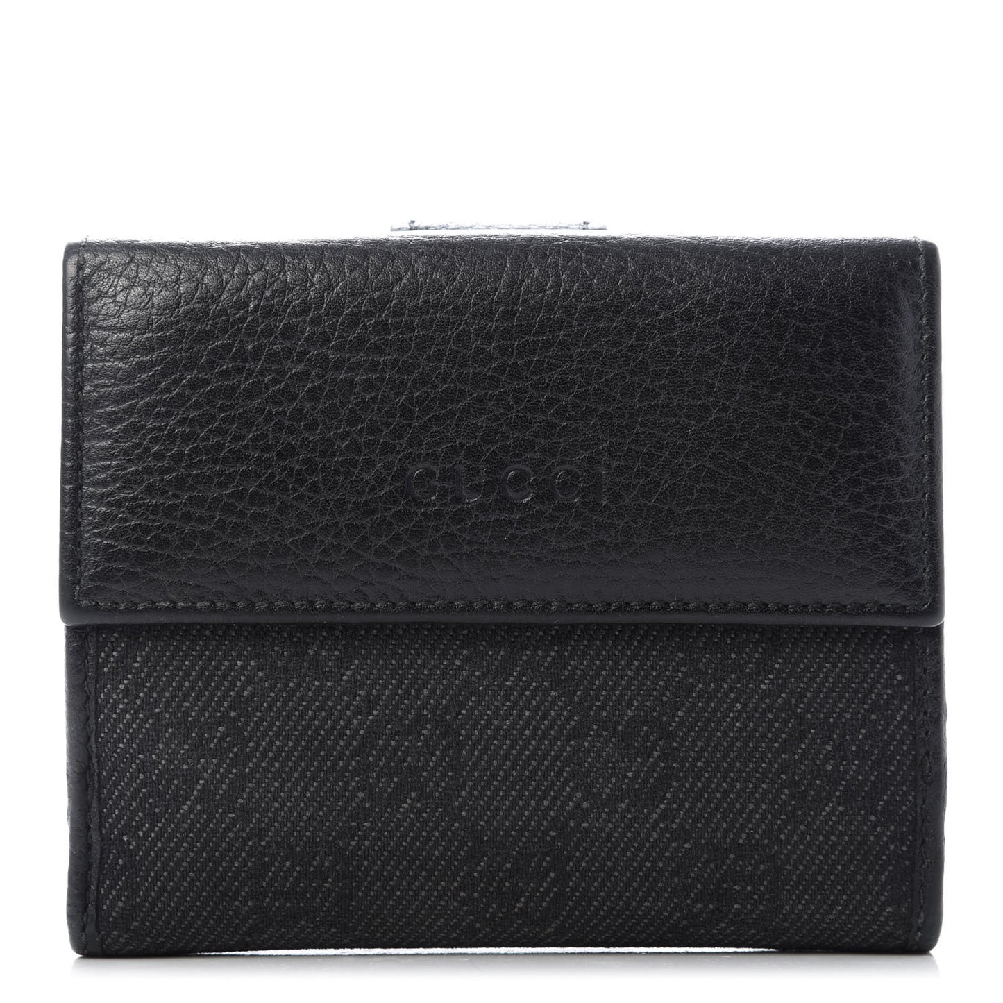 Calfskin Denim Monogram French Flap Wallet