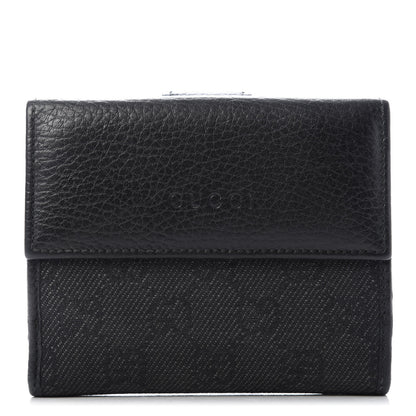Gucci Calfskin Denim Monogram French Flap Wallet 1 of 8