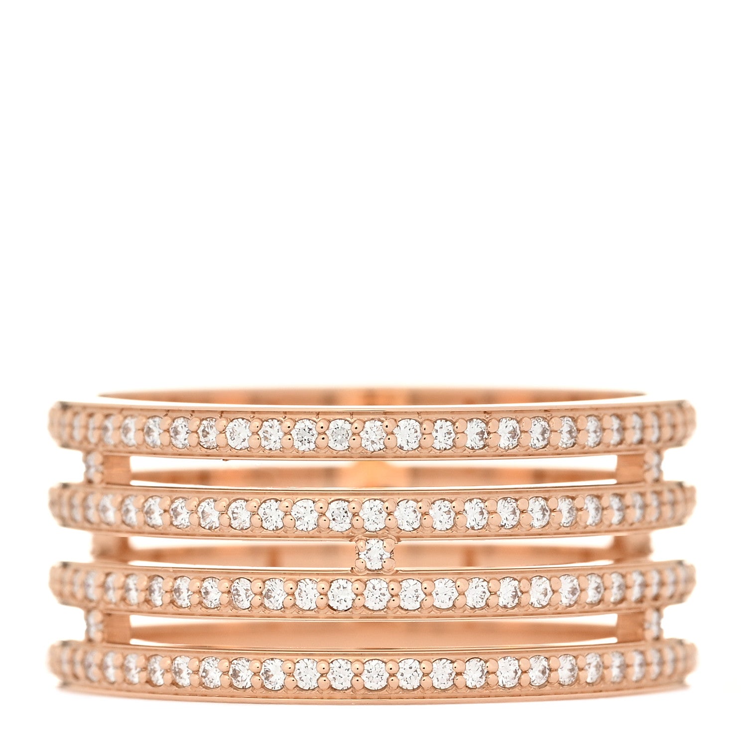 Hermes 18K Rose Gold Diamond GM Ariane Wedding Band Ring 52 6 2 of 4