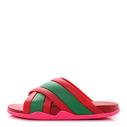 Gucci Rubber Web Womens Criss Cross Slide Sandals 36 Coral New Shamarock 1 of 12