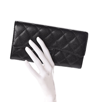 Chanel Caviar Quilted Large Gusset Flap Wallet Black 3 of 10