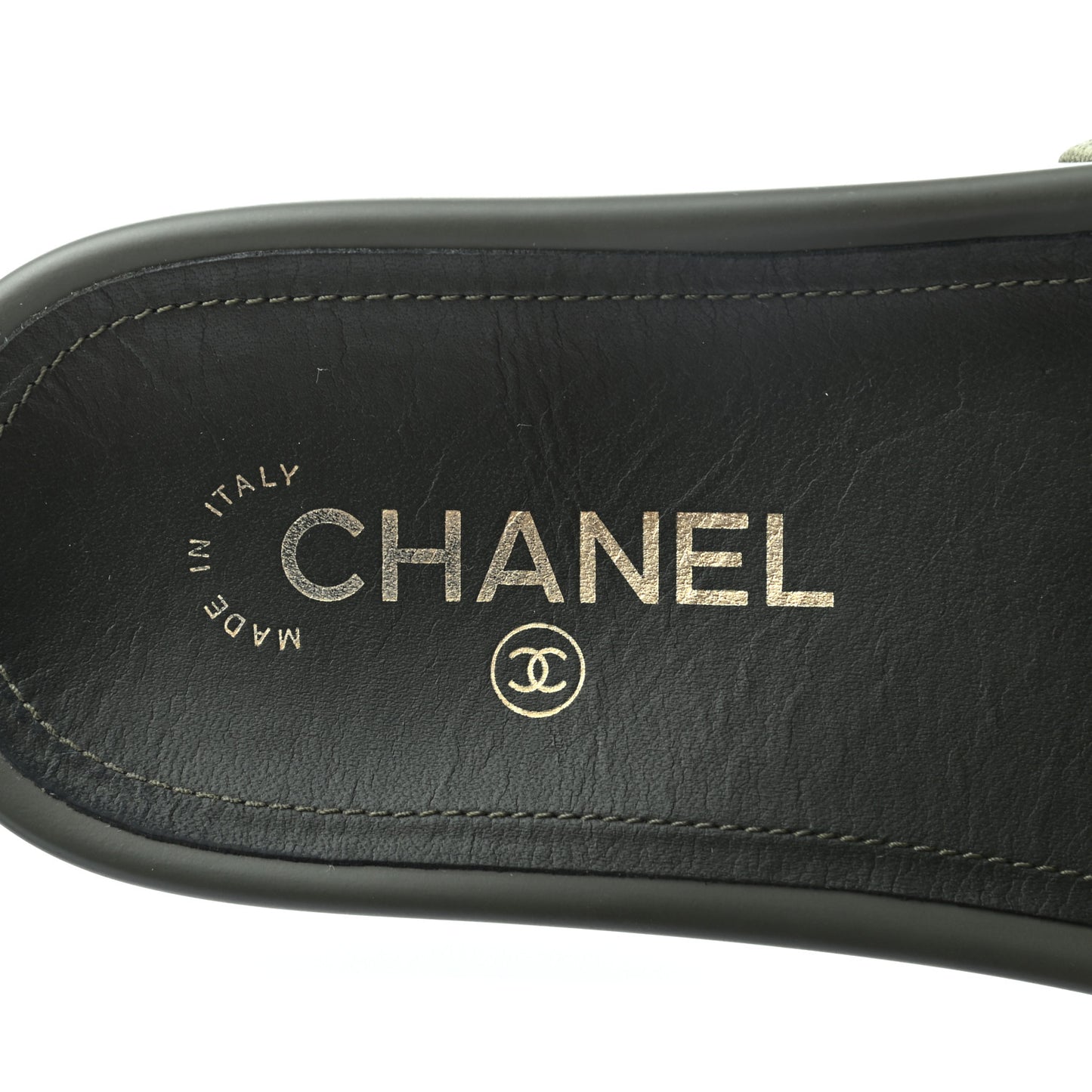 Canvas Chain Flat Sandals 37 Khaki