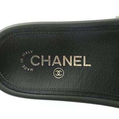 Chanel Canvas Chain Flat Sandals 37 Khaki 7 of 8