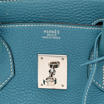 Hermes Taurillon Clemence Birkin 30 Blue Jean 6 of 14