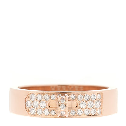 Hermes 18K Rose Gold Diamond Pave Kelly Ring  52 6 1 of 5