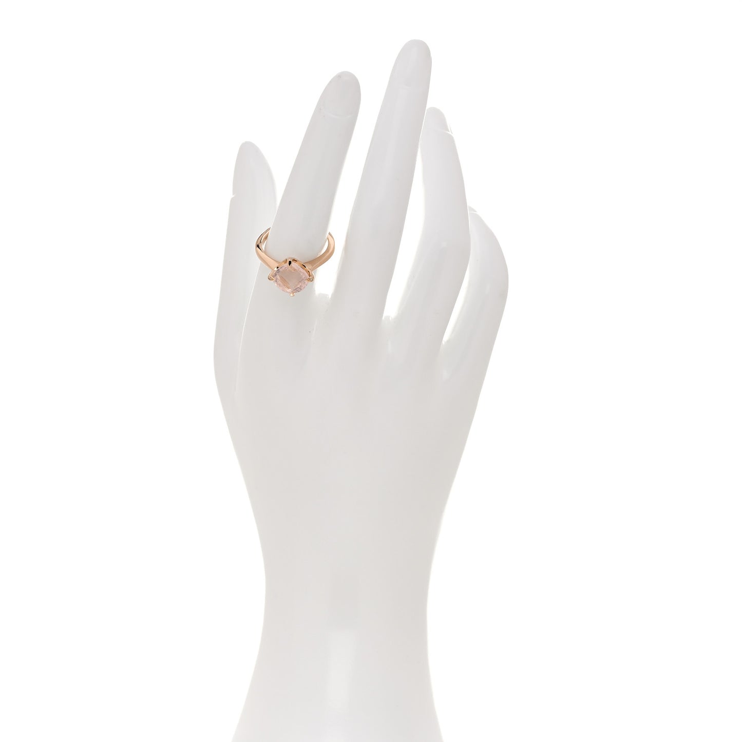 18K Pink Gold Diamond Rose Quartz Inde Mysterieuse Ring 54 6.75