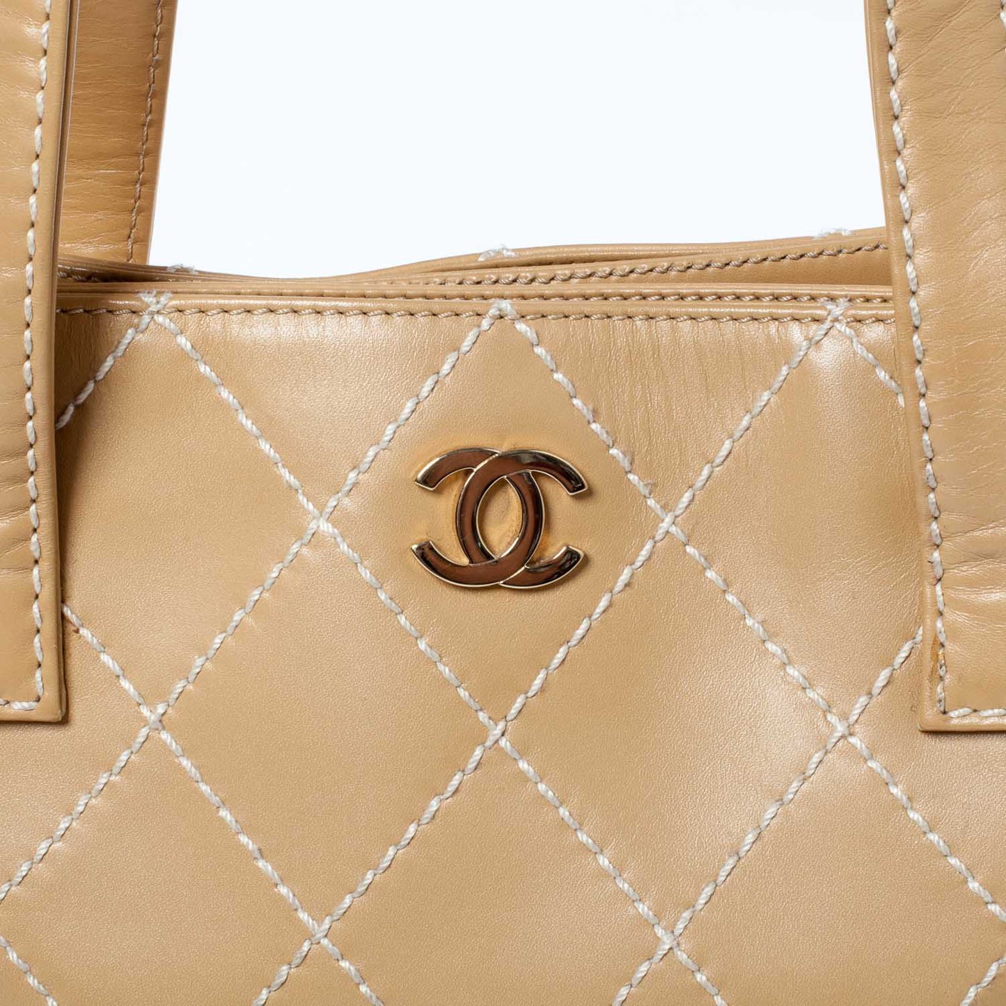 Leathter Contrast Stitch Small Surpique Tote