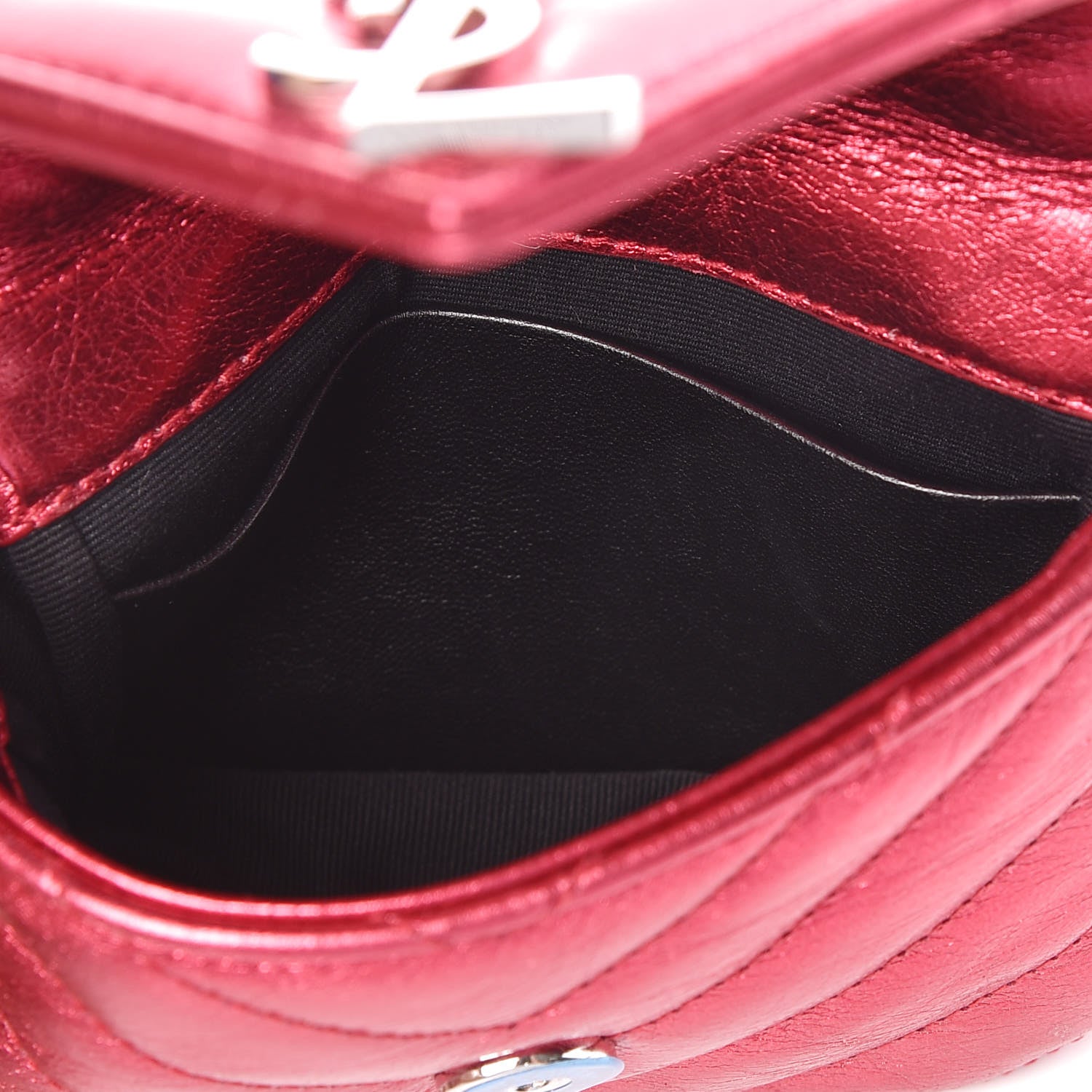 Saint Laurent Metallic Sheepskin Matelasse Monogram Micro College Bag Porpora 5 of 8