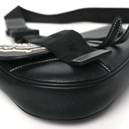 Christian Dior X SHAWN STUSSY Grained Calfskin Bee Saddle Bag Black 9 of 10