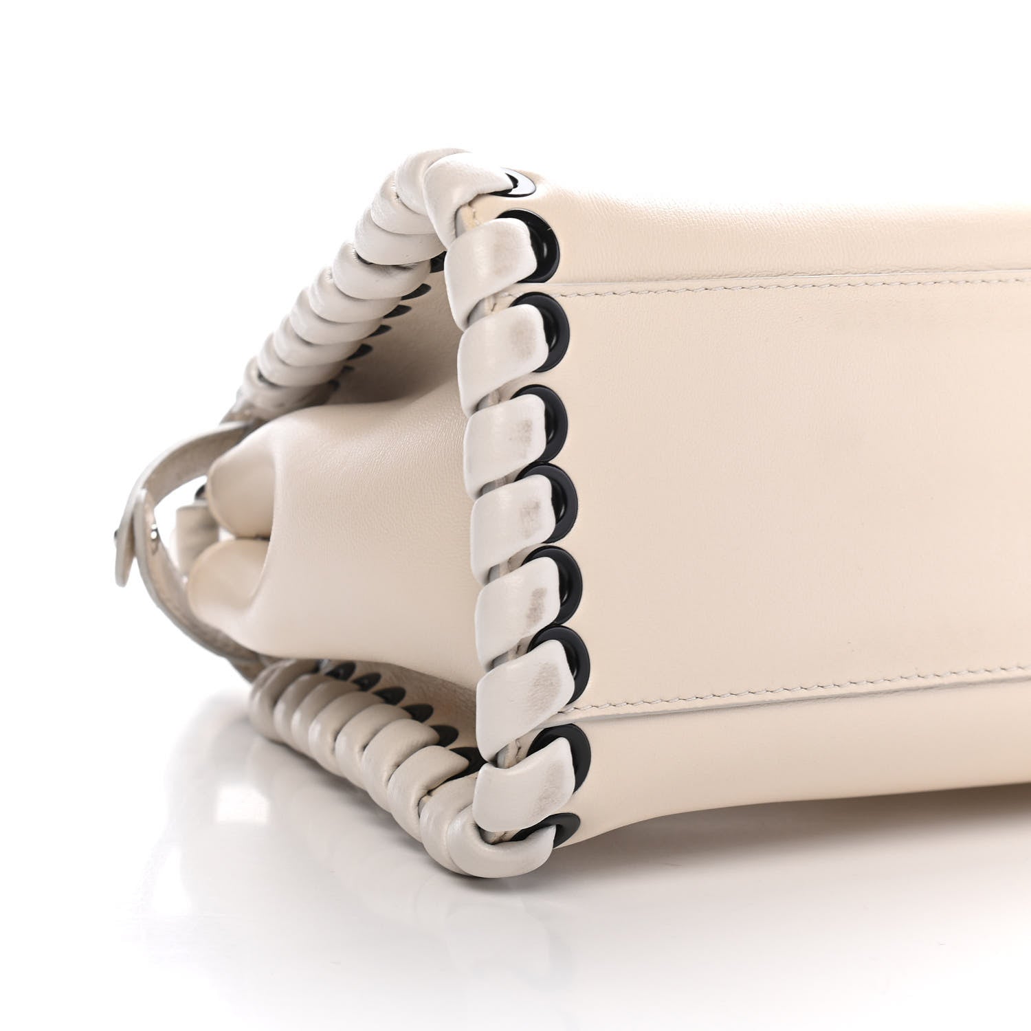 Fendi Nappa Lace Up Mini Peekaboo Iconic Satchel Bianco Carta 8 of 9