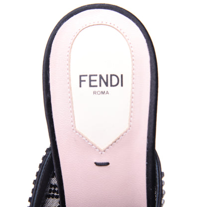 Fendi Technical Mesh Crystal FF Embellished Colibri 55mm Mules 40 Black 8 of 11