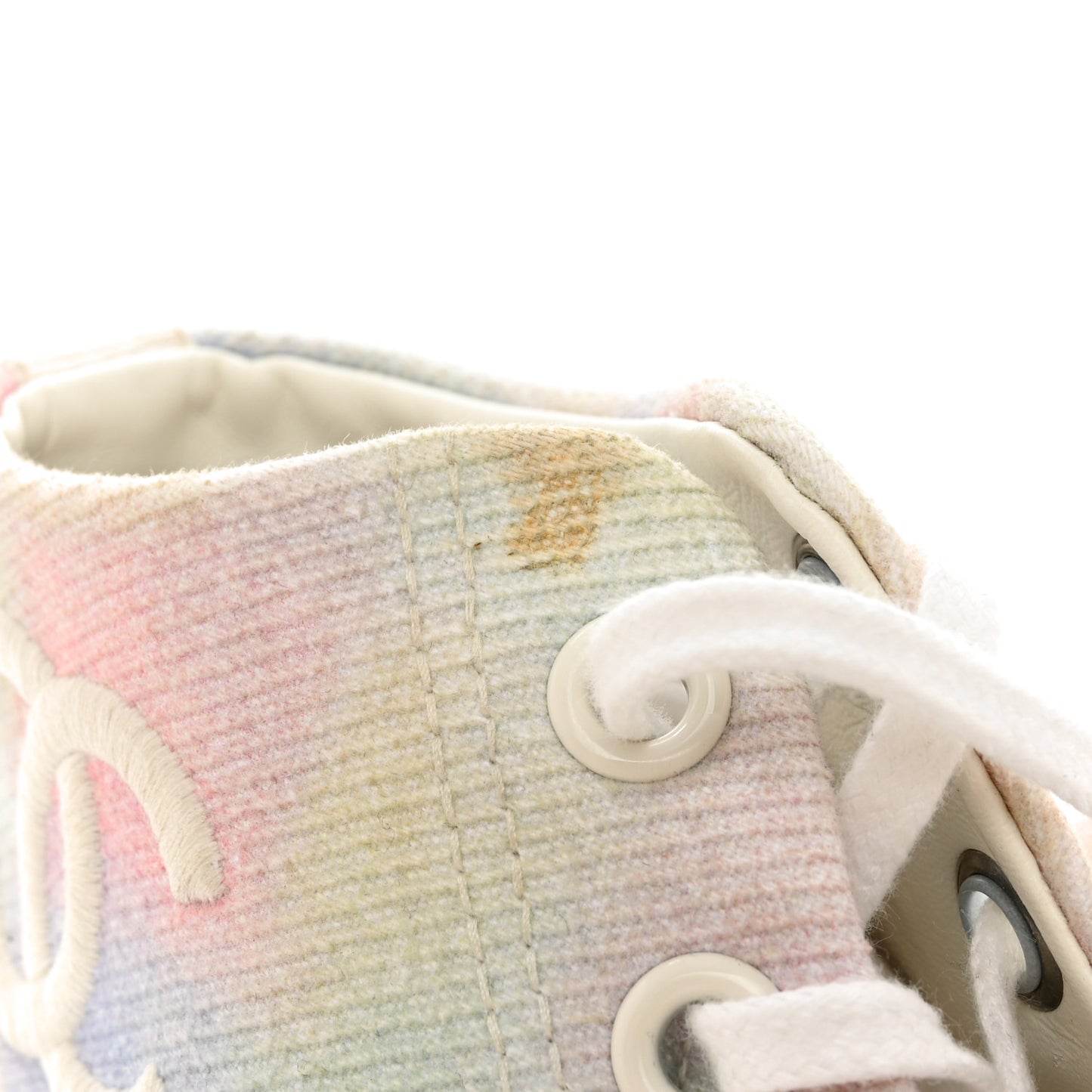 Printed Fabric High Top CC Sneakers 38 Green Pink Blue White