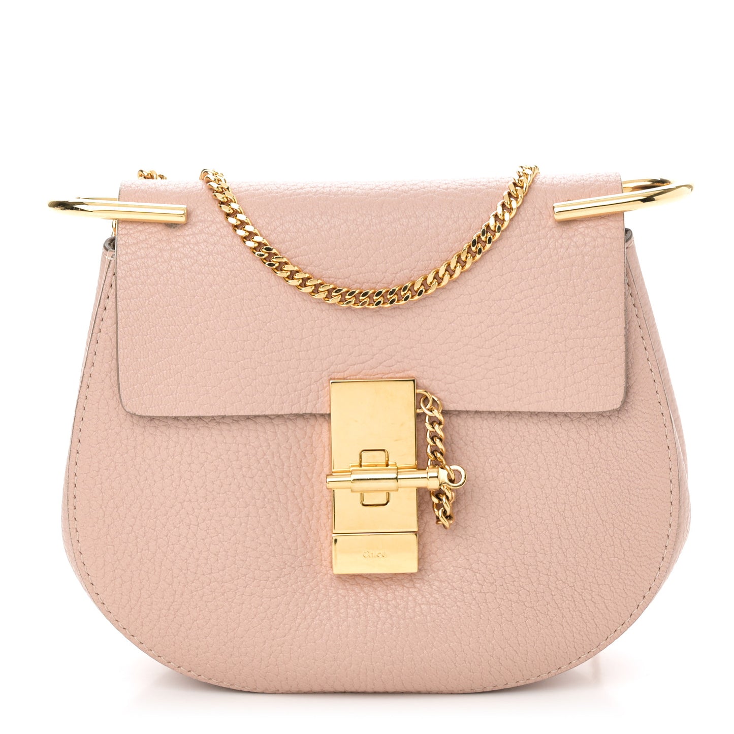 Grained Lambskin Mini Drew Shoulder Bag Cement Pink