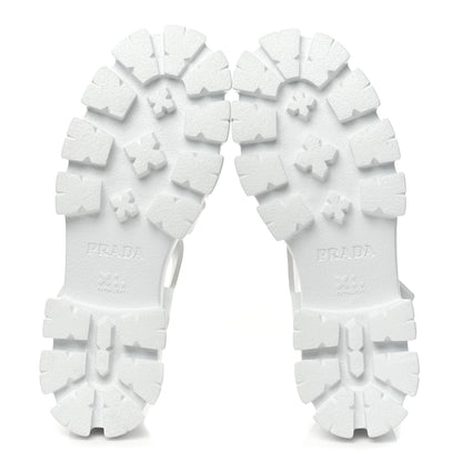 Prada Foam Rubber Metal Triangle Logo Monolith 55mm Cage Sandals 40 White 6 of 10