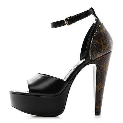 Louis Vuitton Monogram Afterglow Platform Sandals 36.5 Black 1 of 9