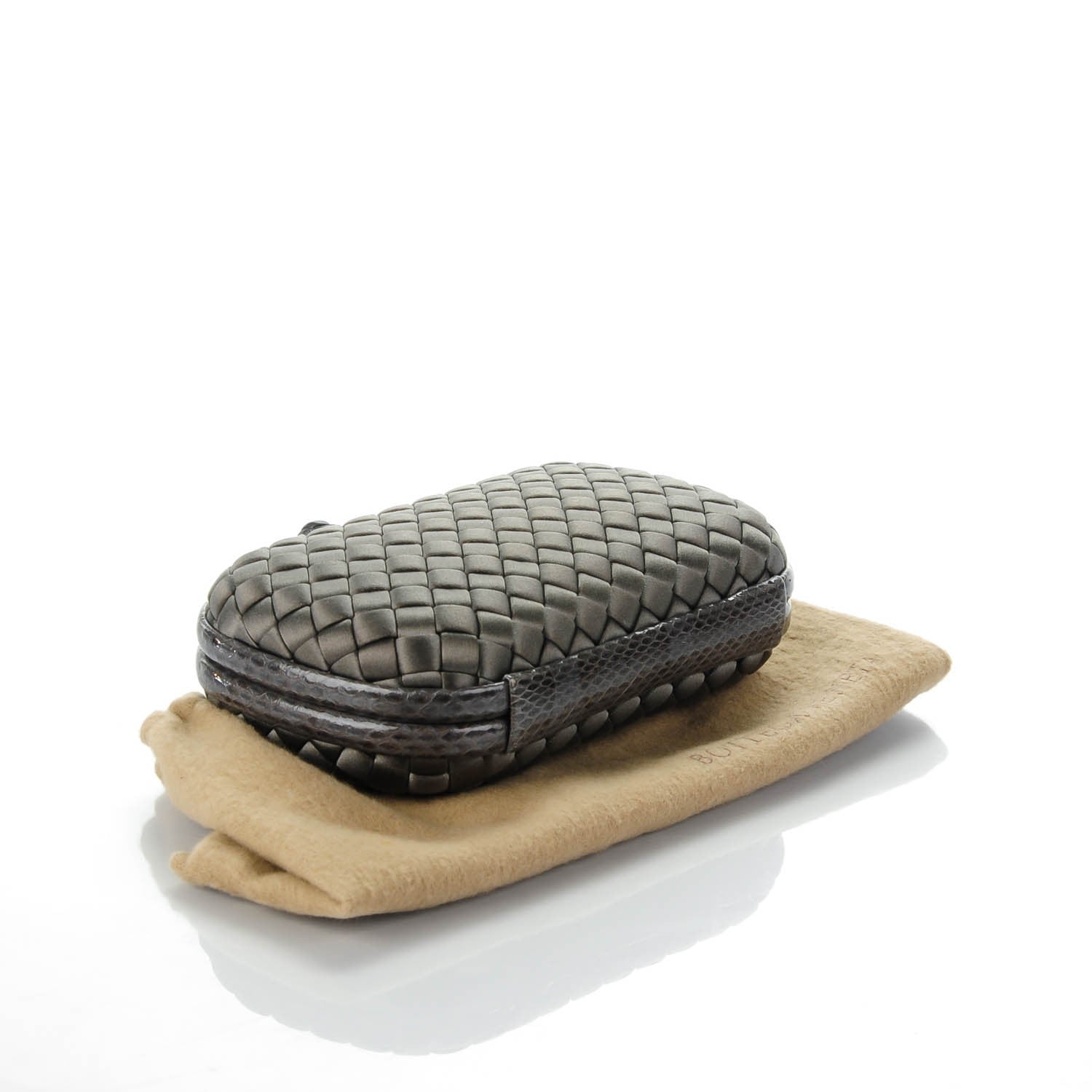 Bottega Veneta Satin Intreccio Impero Ayers Knot Clutch Ardoise 4 of 6