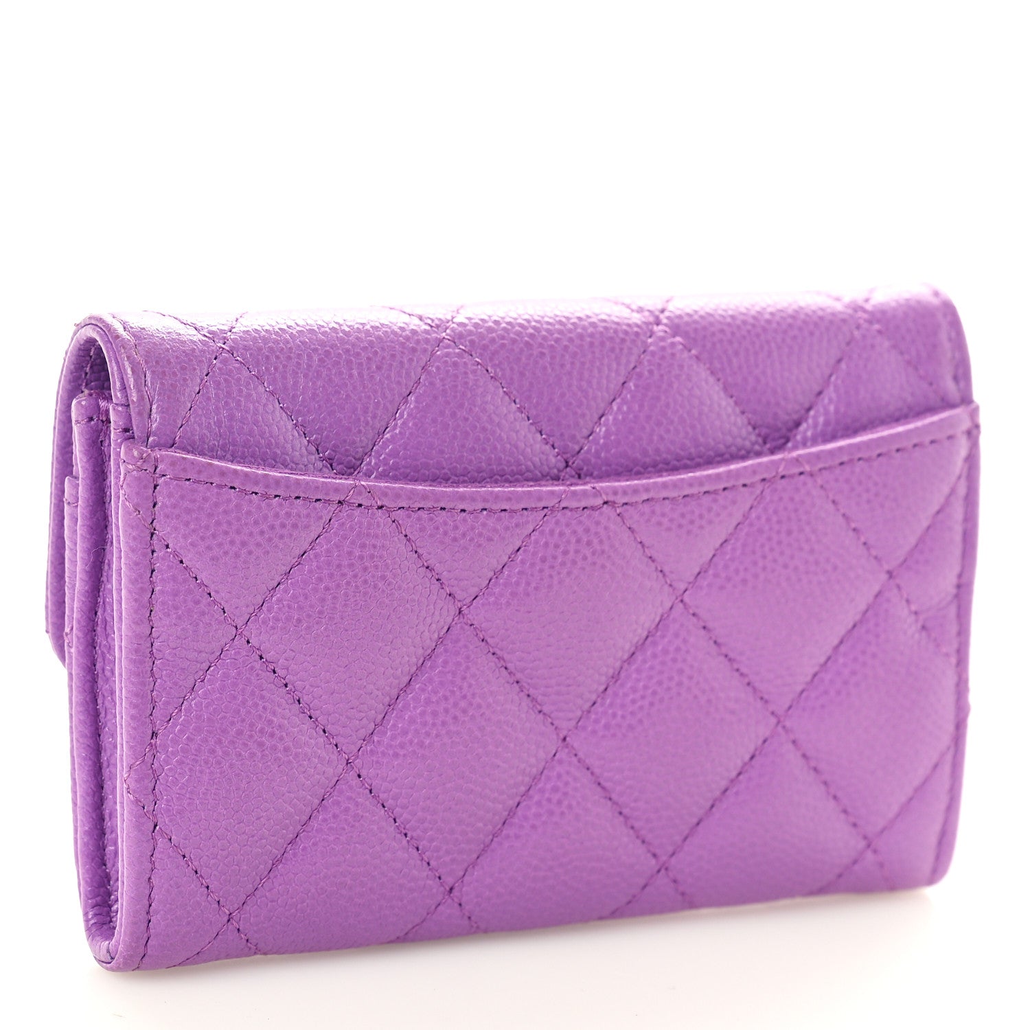 Chanel Caviar Quilted Flap Card Holder Wallet Purple 3 of 8