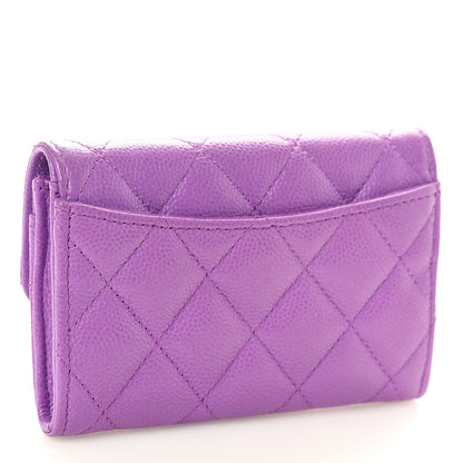 Chanel Caviar Quilted Flap Card Holder Wallet Purple 3 of 8