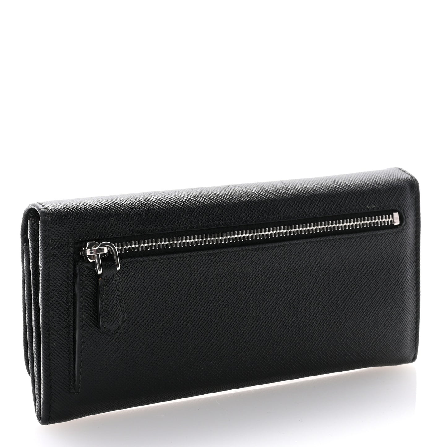 Saffiano Metal Continental Flap Travel Wallet Black