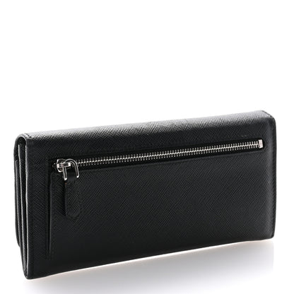 Prada Saffiano Metal Continental Flap Travel Wallet Black 3 of 8