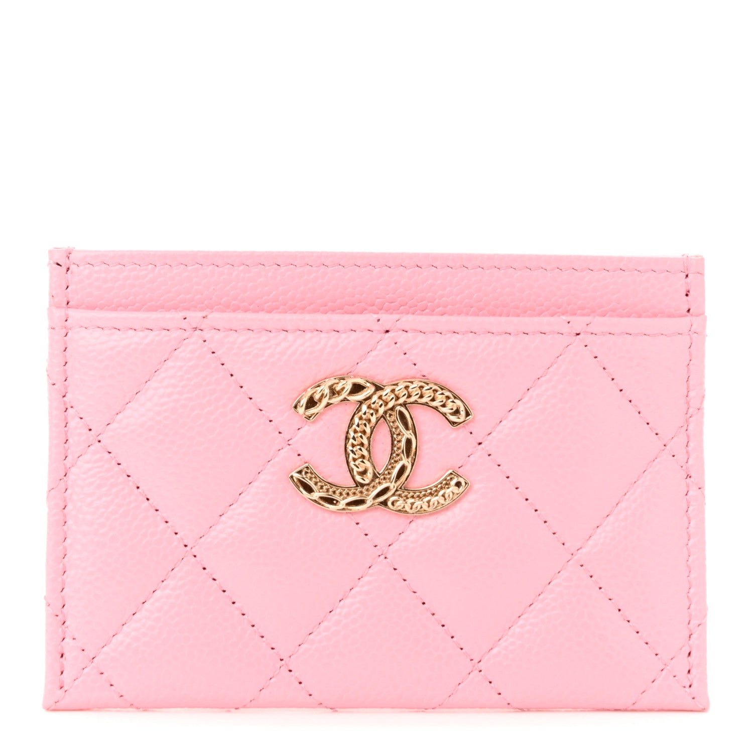 Chanel Caviar Quilted Multi Chain CC Card Holder Pink 1 of 9