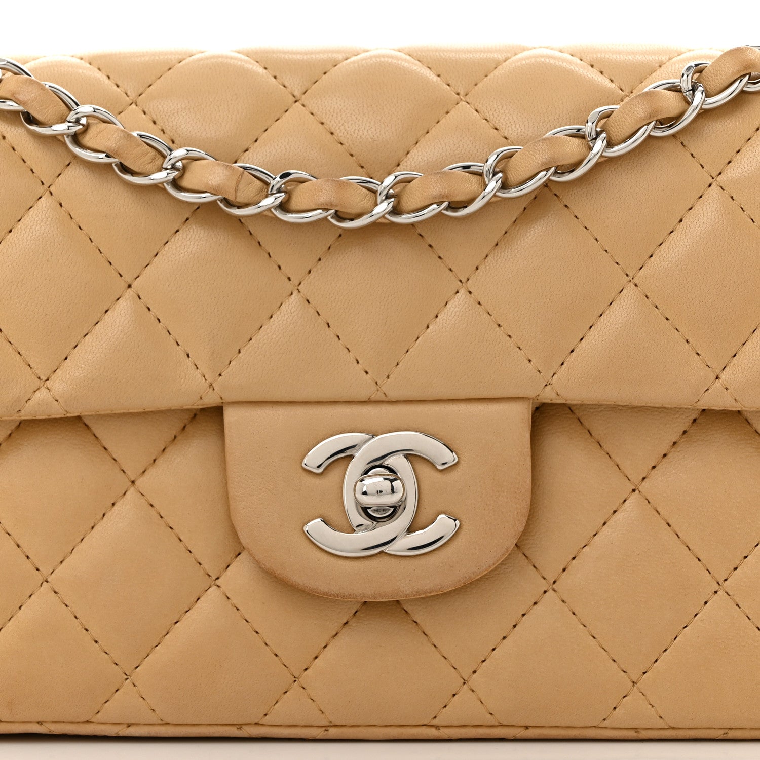 Chanel Lambskin Quilted East West Flap Beige 8 of 11