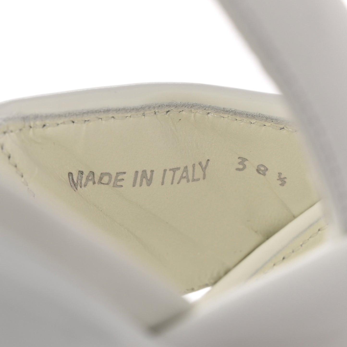 Spazzolato Metal Triangle Logo Padded Monolith 55mm Slingback Sandals 38.5 White