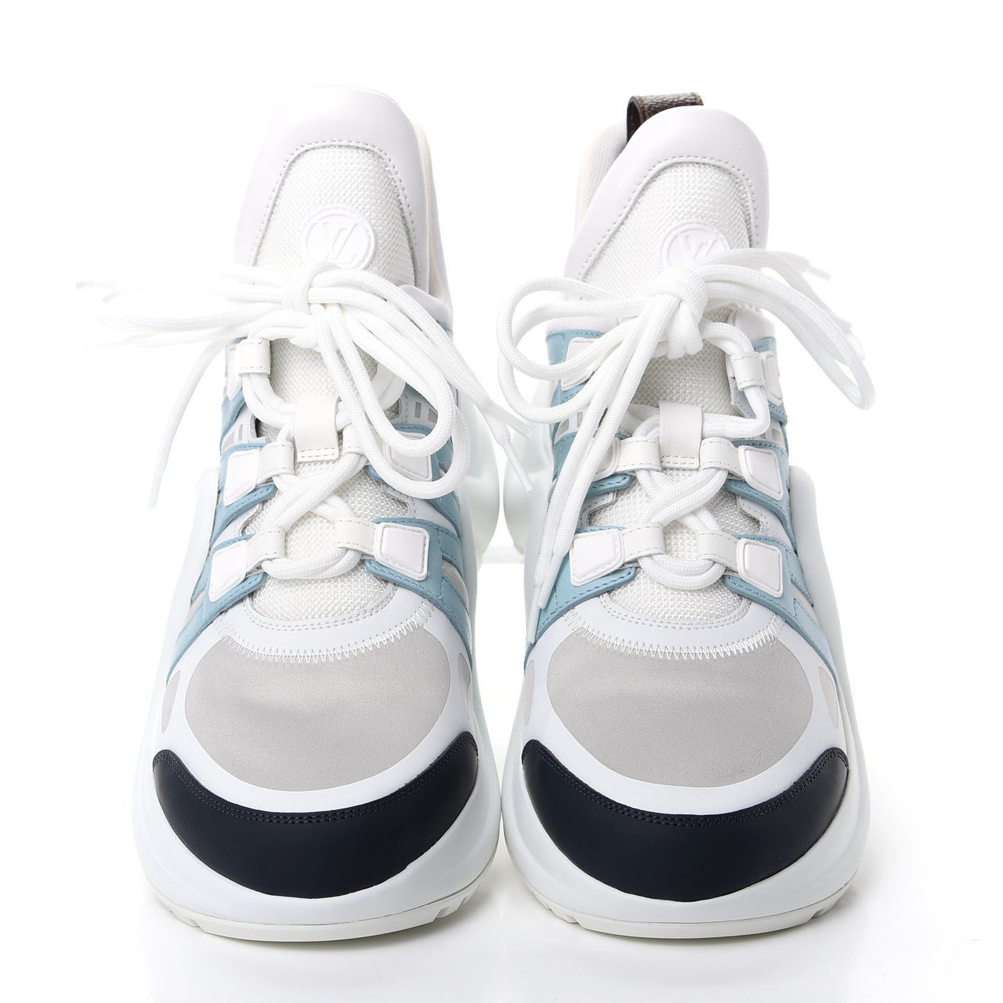 Calfskin Technical Nylon LV Archlight Sneakers 38.5 White Blue Gris 40 White Blue Gris