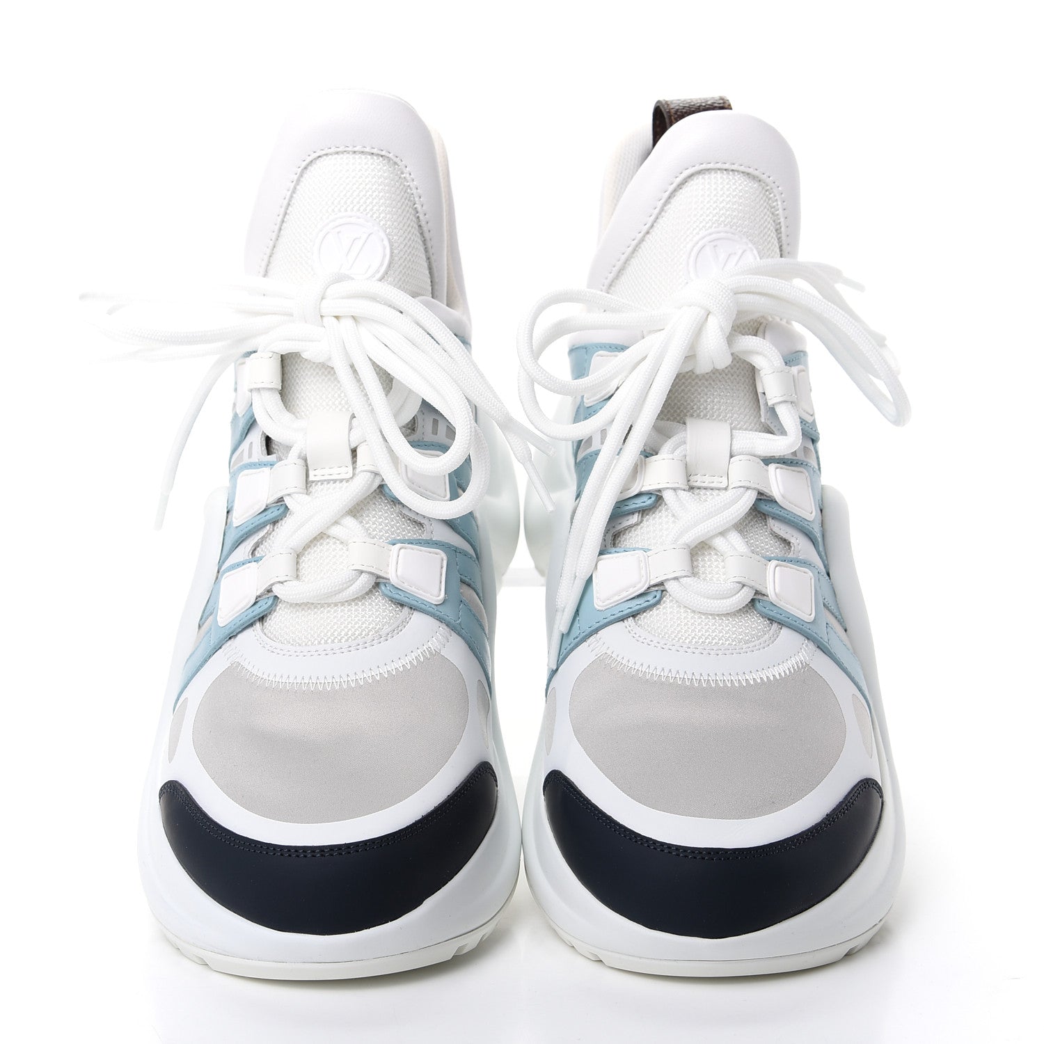 Louis Vuitton Calfskin Technical Nylon LV Archlight Sneakers 38.5 White Blue Gris 40 White Blue Gris 5 of 10