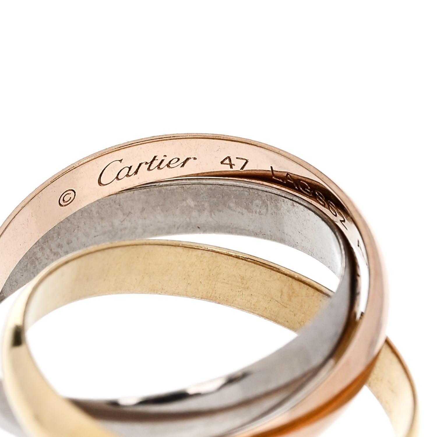 Cartier 18K Pink Yellow White Gold Small Trinity Ring 47 4 4 of 6