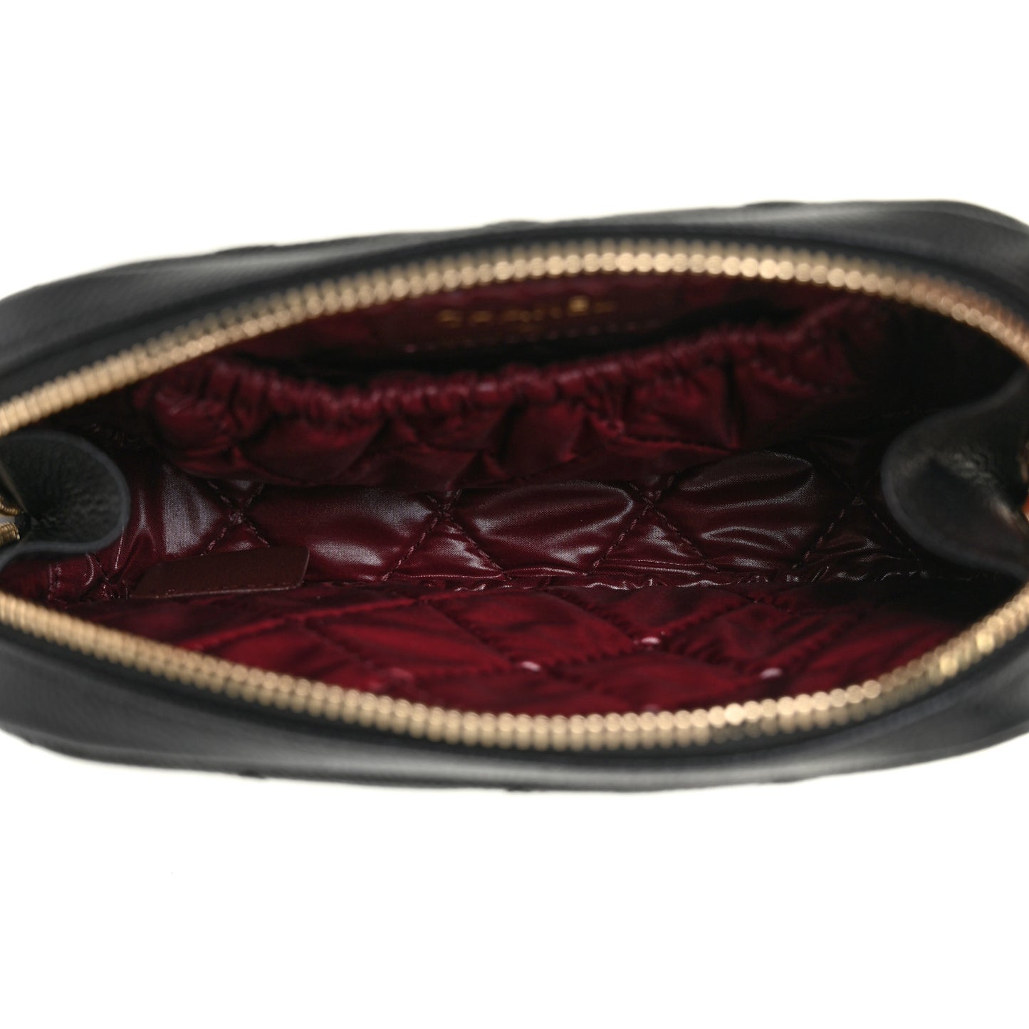 Caviar Quilted Small Curvy Pouch Cosmetic Case Black