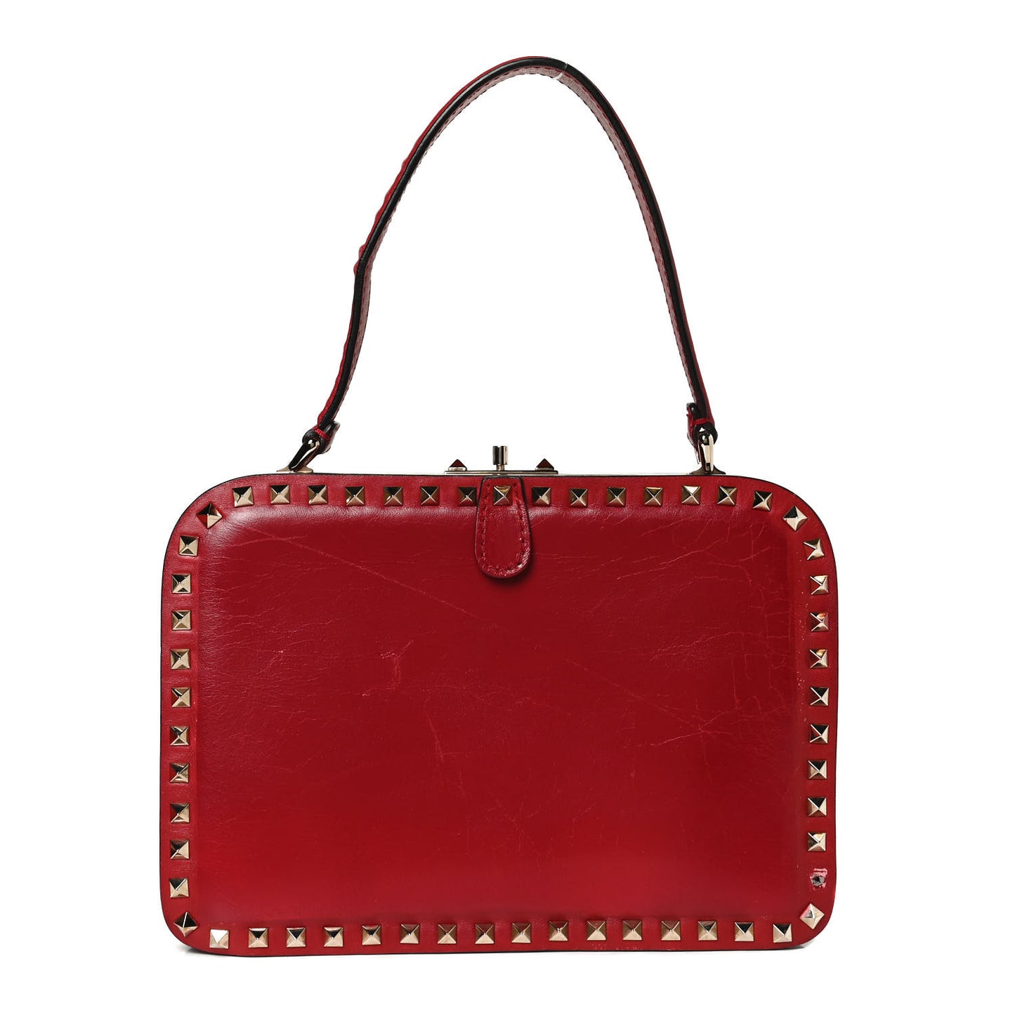 Calfskin Rockstud Frame Bag Rosso Valentino