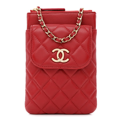 Chanel Lambskin Quilted CC Phone Holder Red 1 of 12
