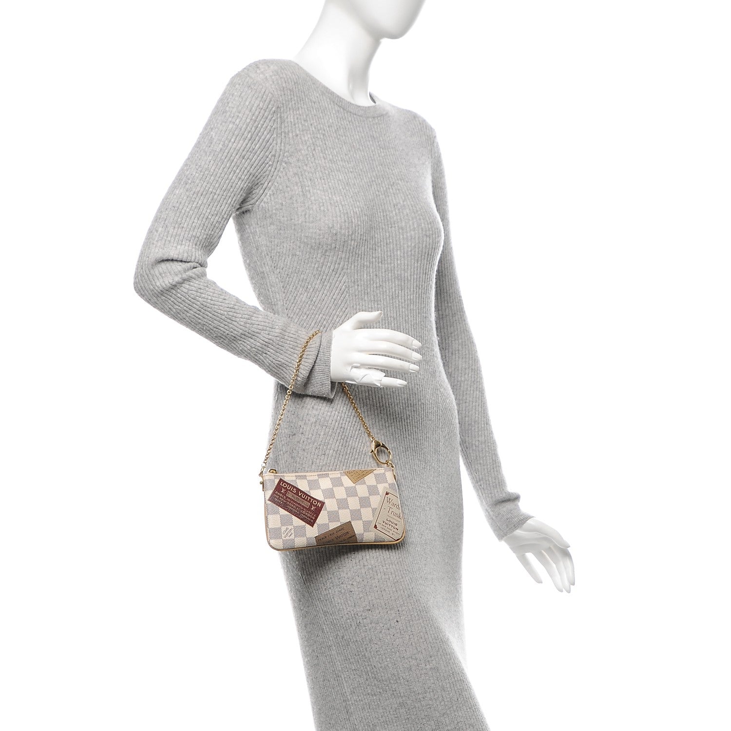 Louis Vuitton Damier Azur Trunks Labels Pochette Milla MM 2 of 6