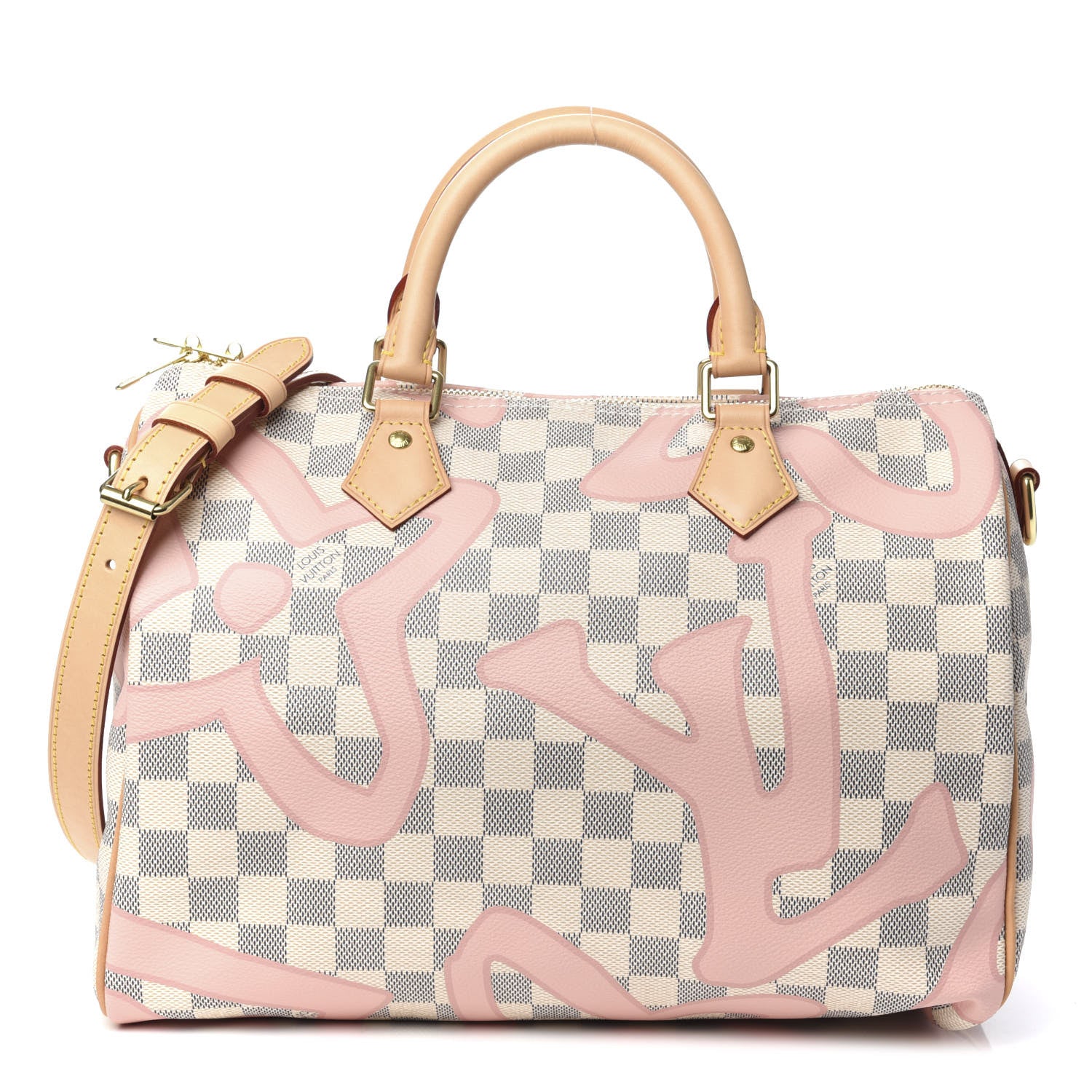 Louis Vuitton Damier Azur Tahitienne Speedy Bandouliere 30 Rose Ballerine 1 of 10