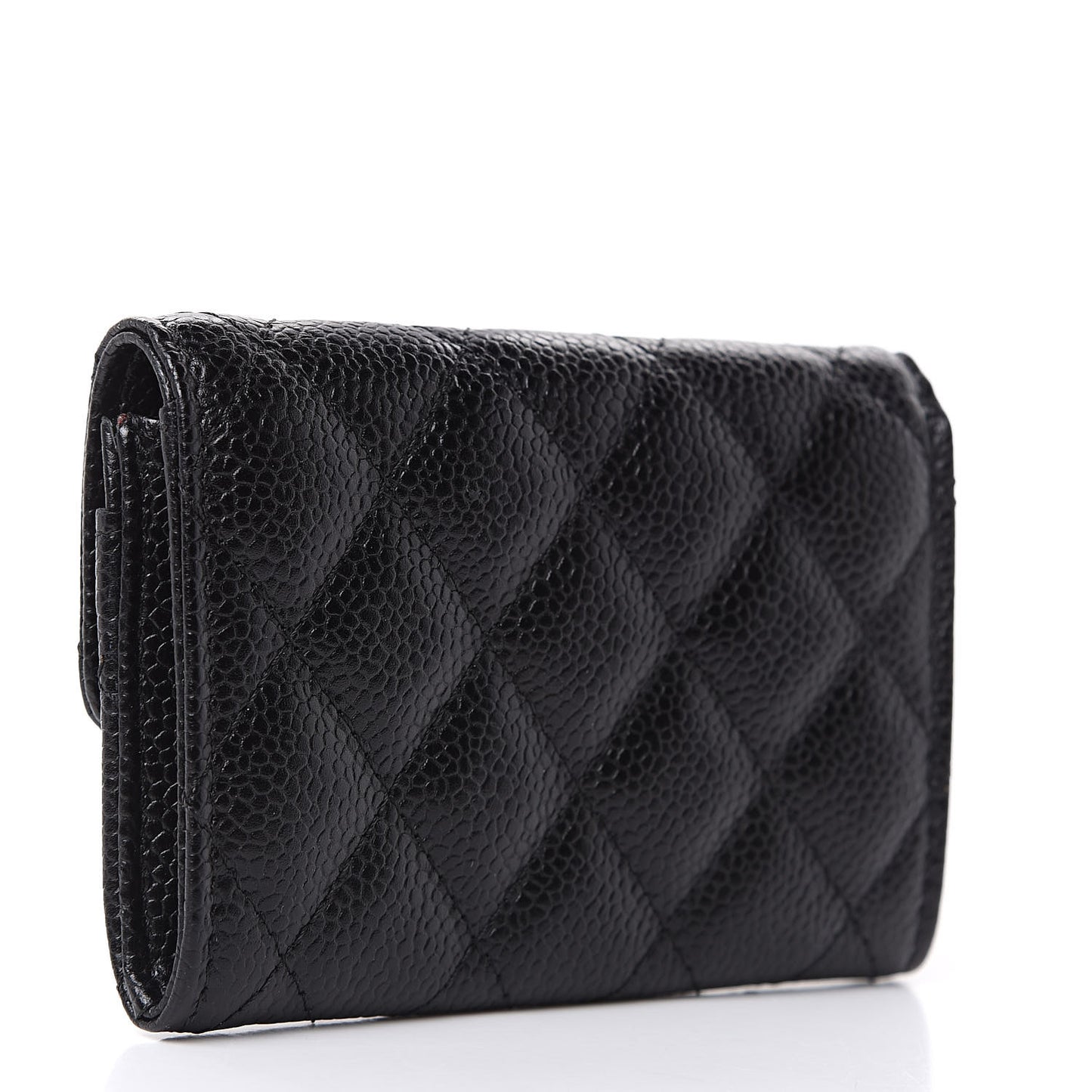 Caviar Quilted Flap Card Holder Black