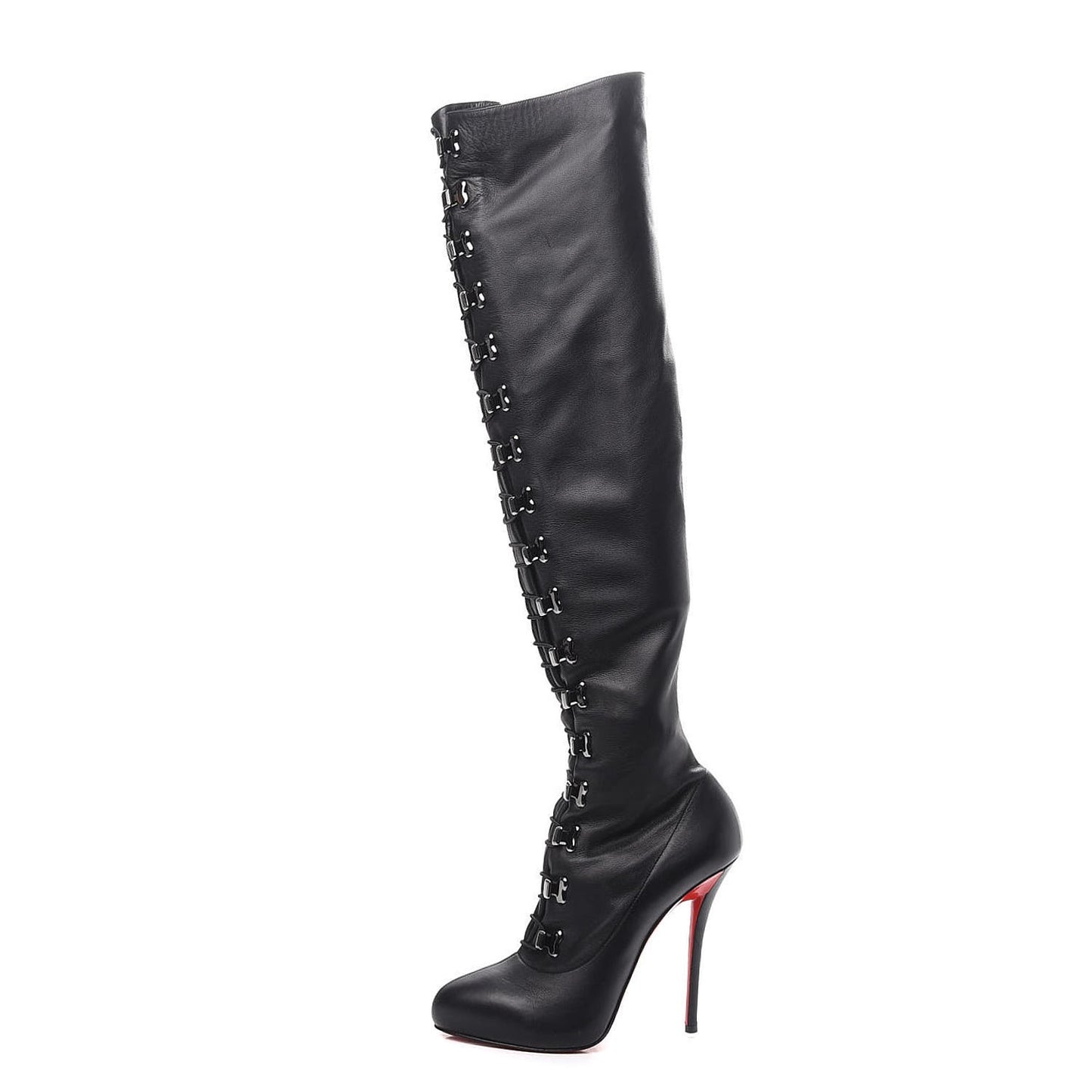 Calfskin Top Croche 120 Over The Knee Corset Boots 39.5 Black