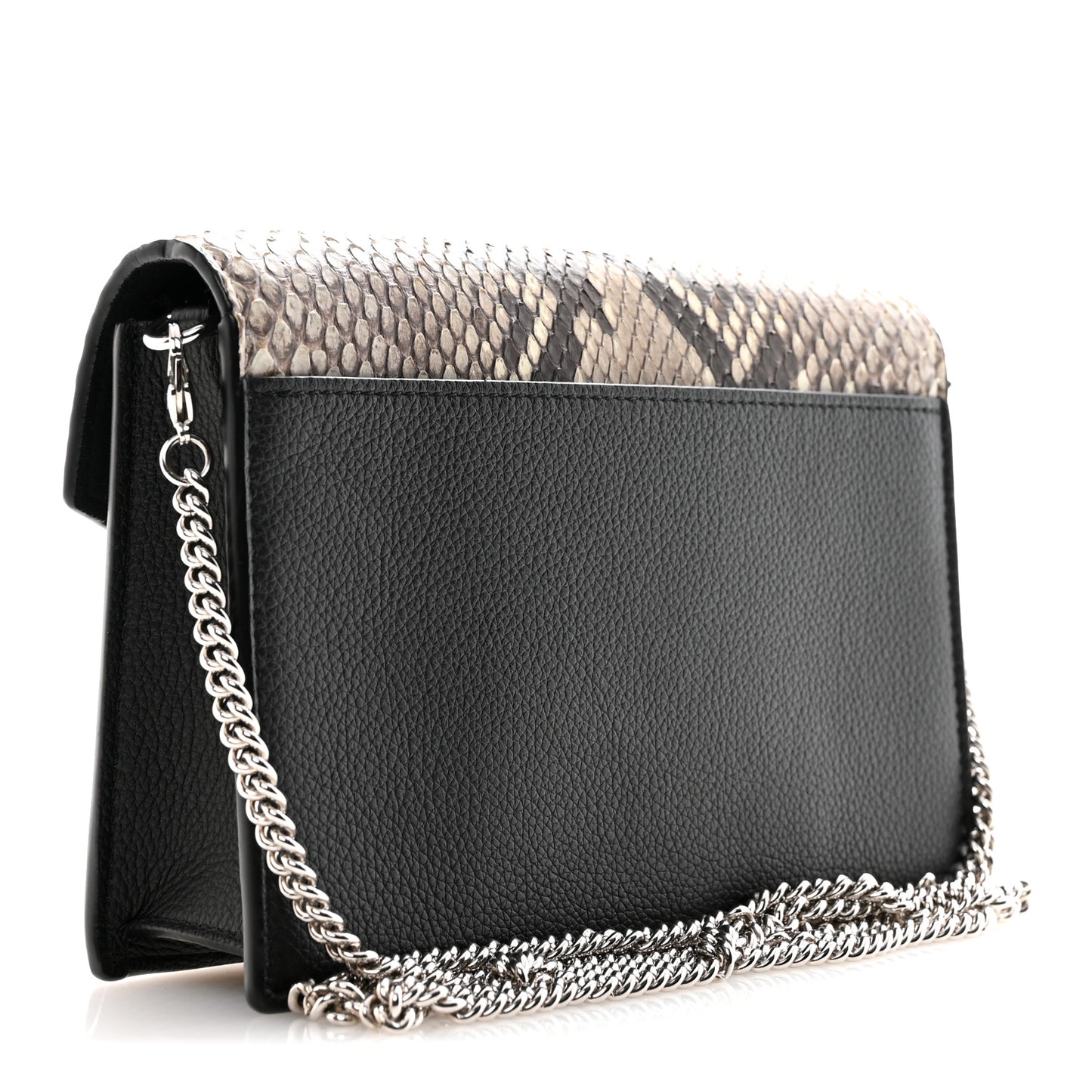 Soft Calfskin Snakeskin My Lockme Chain Bag Pochette Black