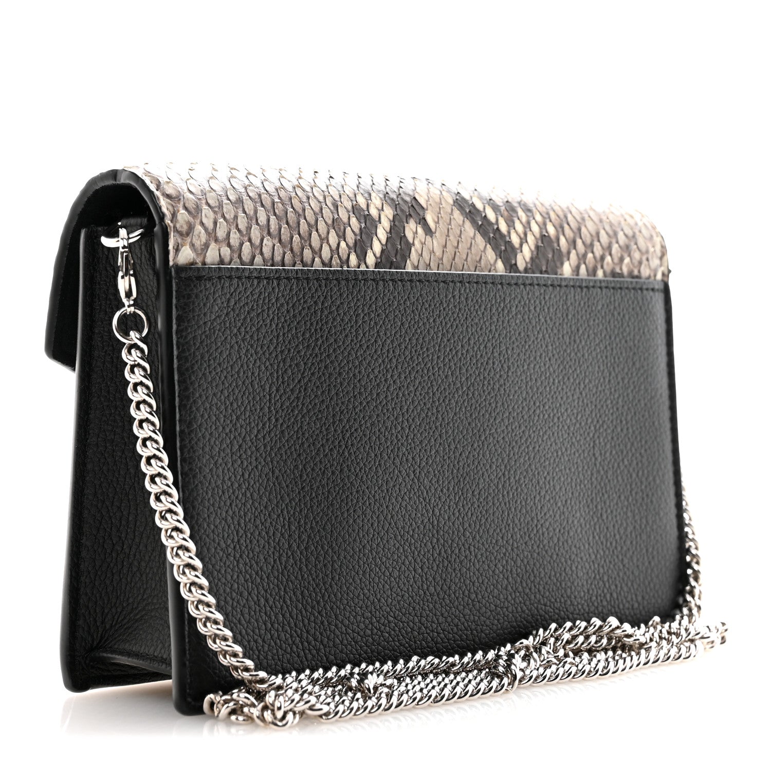 Louis Vuitton Soft Calfskin Snakeskin My Lockme Chain Bag Pochette Black 3 of 13