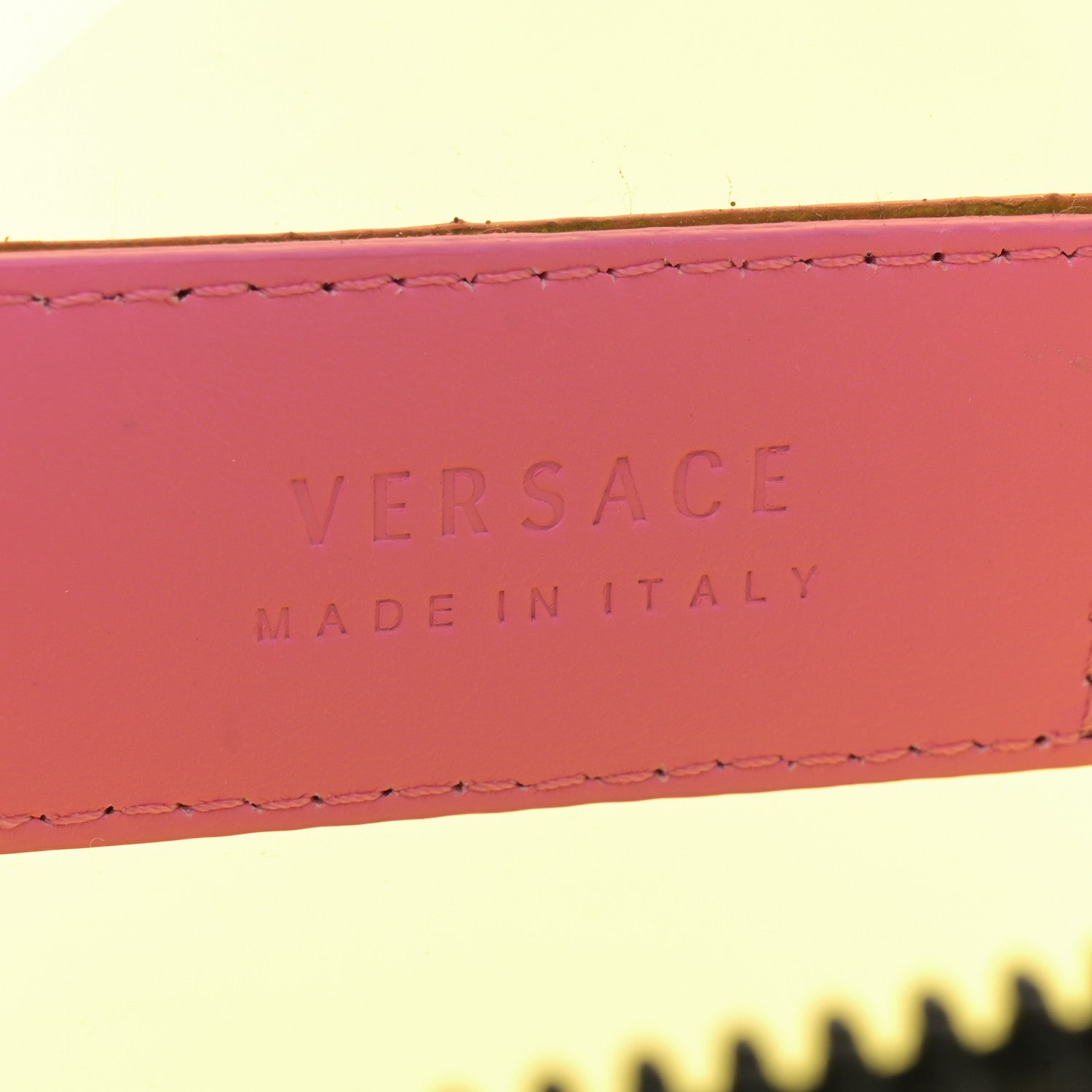 Versace Vinyl Calfskin 90s Logo Tote Yellow 8 of 11