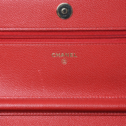 Chanel Caviar Quilted Wallet on Chain WOC Red 6 of 11