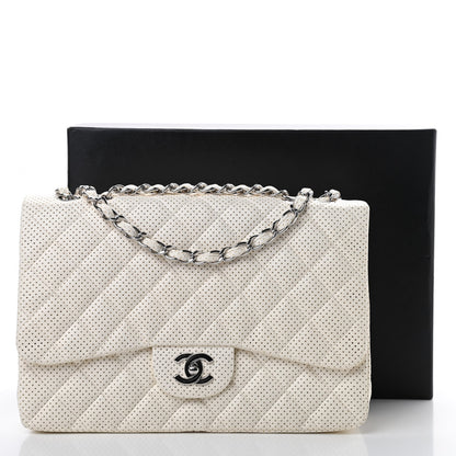 Chanel Lambskin Perforated Jumbo Single Flap White 13 of 13