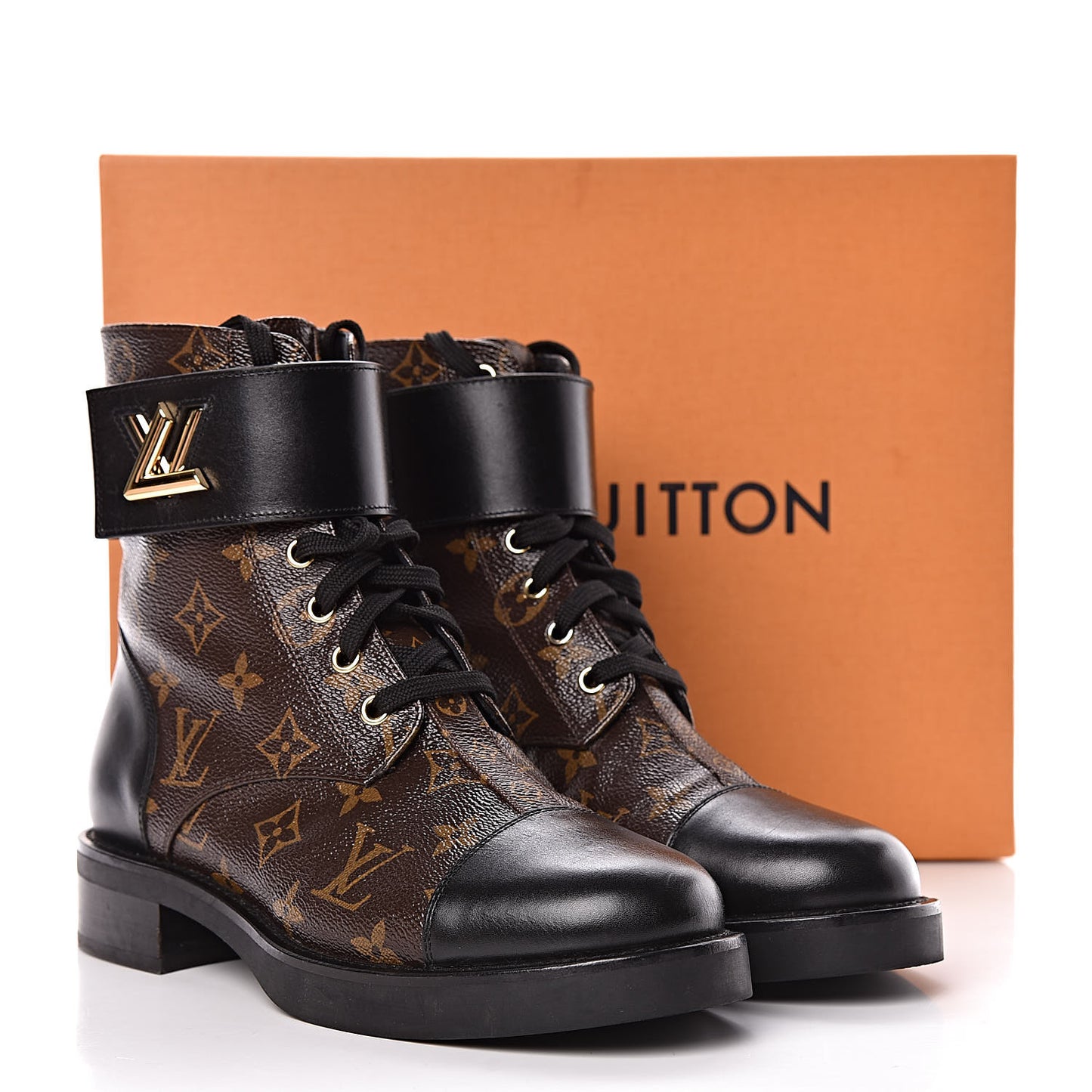 Calfskin Monogram Wonderland Flat Ranger Boots 38.5 Black