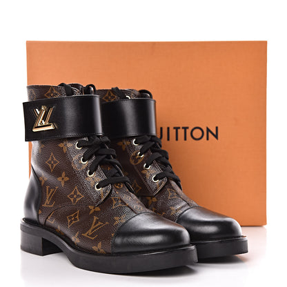 Louis Vuitton Calfskin Monogram Wonderland Flat Ranger Boots 38.5 Black 8 of 8