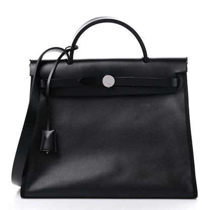 Hermes Toile H Berline Vache Hunter Herbag Zip PM 31 Black Ecru 3 of 12