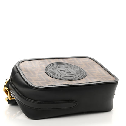 Fendi Glazed Fabric Vitello Century F is Fendi FF 1974 Stamp Patch Camera Case Mogano Panna Black 4 of 11